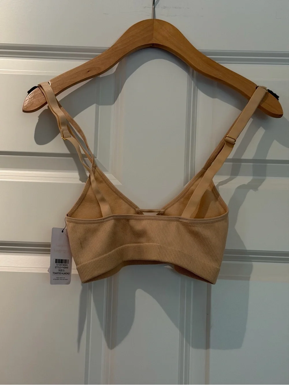 LIVELY women’s Skinny-Strap Ribbed Seamless Bralette Toasted Almond
